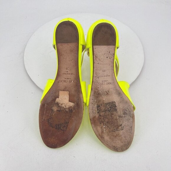 Jimmy Choo Women Size EU 39 US 9 Shocking Yellow Patent Leather Gladiator Shoes - Picture 8 of 13